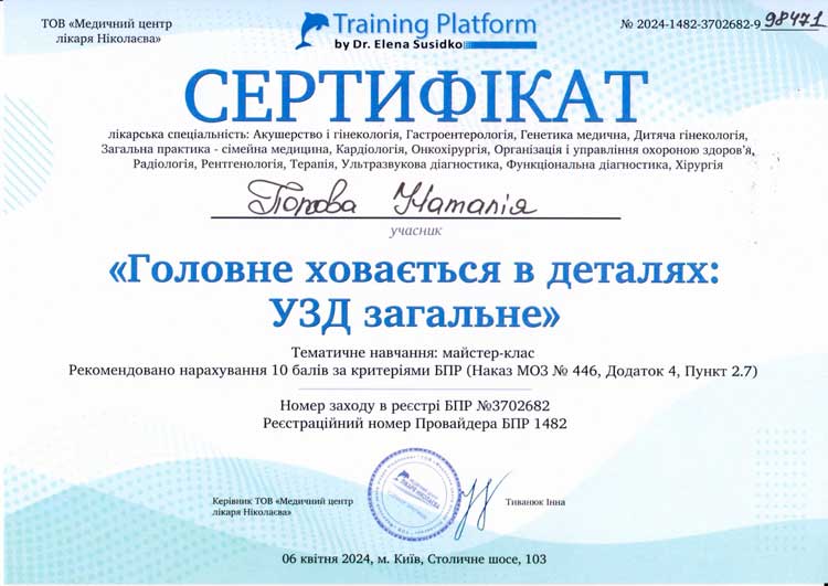 Head of the obstetrics department. OB/GYN Nataliia Popova | Physicians | Leleka