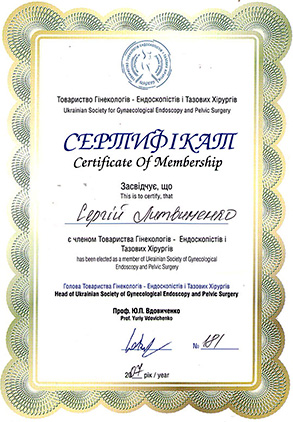 Лікар акушер-гінеколог вищої категорії Литвиненко Сергій Олексійович